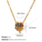 Gold color / 1 Piece Simple Series Four-leaf clover Stainless Steel  Gold Color Rhinestone Women's Pendant Necklaces Picture3